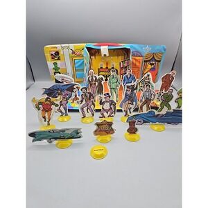 Batman & Robin 1973 Ideal Vinyl Foldout Play Set Cardboard 19 Figures 20 Stands